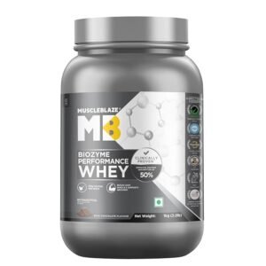 MuscleBlaze Biozyme Performance Whey Protein Powder, 1kg (2.2lbs) | Rich Chocolate | 25g Protein Per Scoop |