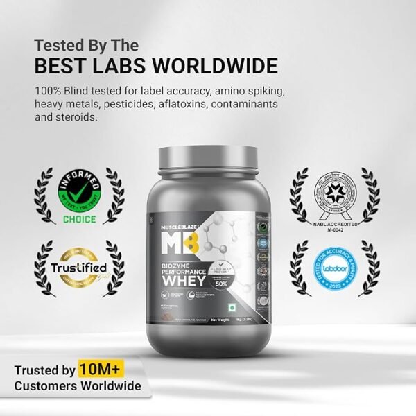 71t0n-yRkeL._SX679_ MuscleBlaze Biozyme Performance Whey Protein Powder, 1kg (2.2lbs) | Rich Chocolate | 25g Protein Per Scoop |