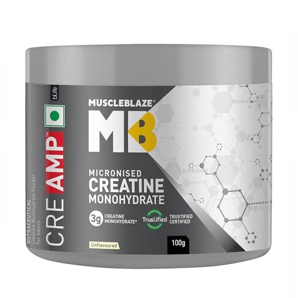 711l1FkCLaL._SX679_ MuscleBlaze Micronised Creatine Monohydrate CreAMP Powder, 100g | Unflavoured, 32 Servings | Trustified Certified Creatine